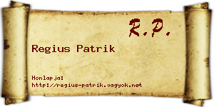 Regius Patrik névjegykártya